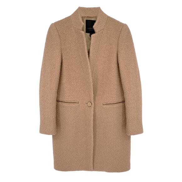GIANNI FERAUD Slimline Mini Boucle Coat with Upturned Collar in Salmon 6|S - Picture 1 of 12